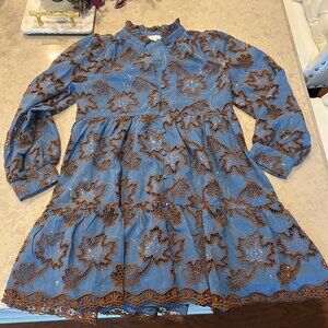 LOVELO Dress Womens S Tiered Eyelet Foliage Long Sleeve Romantic Coquette